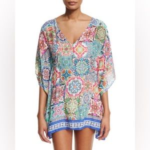 Nanette Lepore Greek Tiles Printed Caftan - Size Small - Like New